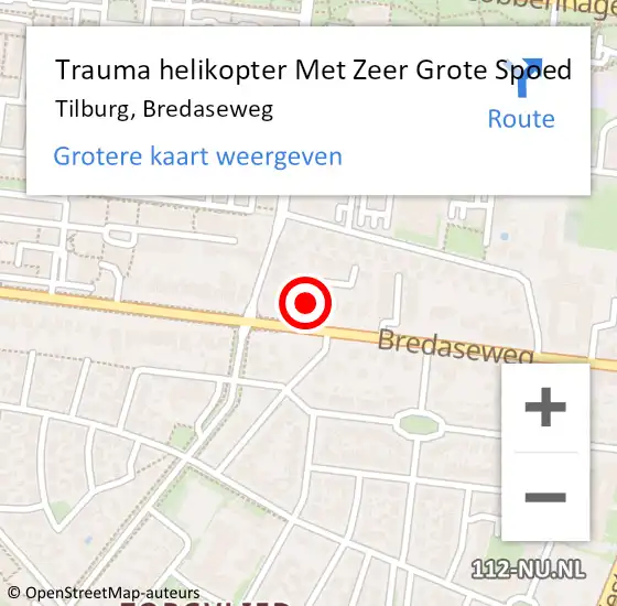 Locatie op kaart van de 112 melding: Trauma helikopter Met Zeer Grote Spoed Naar Tilburg, Bredaseweg op 19 mei 2024 19:31
