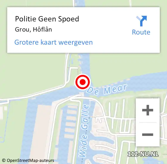 Locatie op kaart van de 112 melding: Politie Geen Spoed Naar Grou, Hôflân op 19 mei 2024 19:37