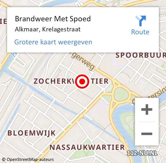 Locatie op kaart van de 112 melding: Brandweer Met Spoed Naar Alkmaar, Krelagestraat op 19 mei 2024 19:39