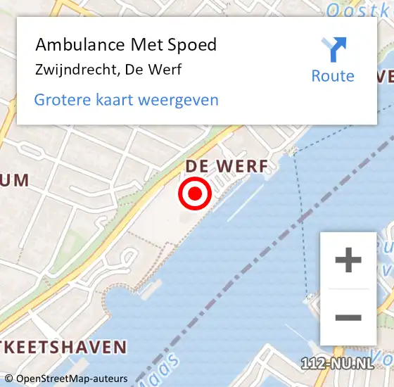 Locatie op kaart van de 112 melding: Ambulance Met Spoed Naar Zwijndrecht, De Werf op 19 mei 2024 19:41