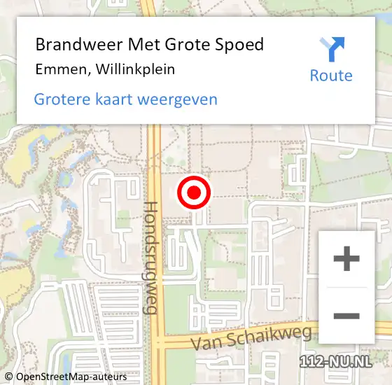 Locatie op kaart van de 112 melding: Brandweer Met Grote Spoed Naar Emmen, Willinkplein op 19 mei 2024 19:41