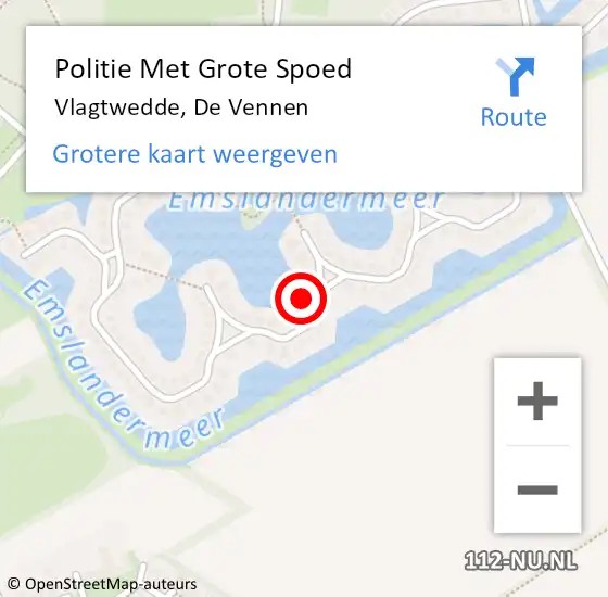 Locatie op kaart van de 112 melding: Politie Met Grote Spoed Naar Vlagtwedde, De Vennen op 19 mei 2024 19:42