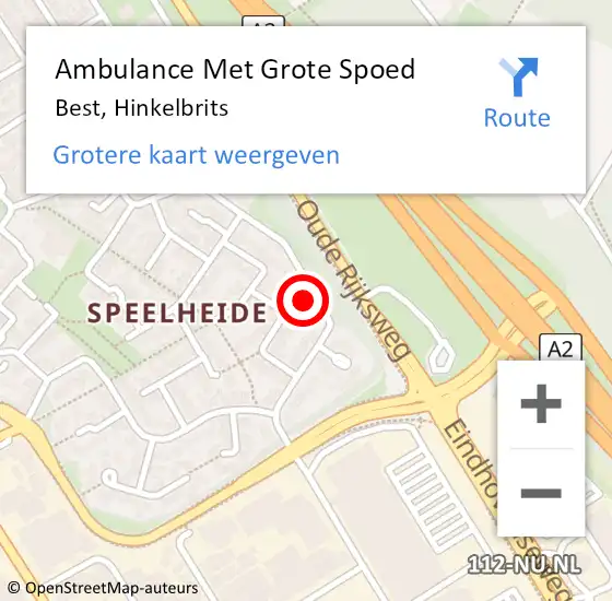 Locatie op kaart van de 112 melding: Ambulance Met Grote Spoed Naar Best, Hinkelbrits op 6 oktober 2014 14:21