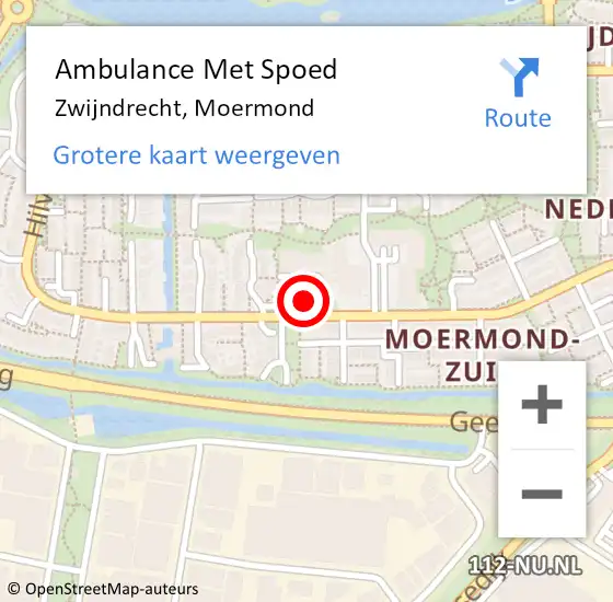 Locatie op kaart van de 112 melding: Ambulance Met Spoed Naar Zwijndrecht, Moermond op 19 mei 2024 19:47