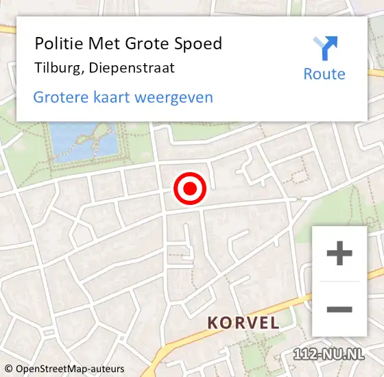 Locatie op kaart van de 112 melding: Politie Met Grote Spoed Naar Tilburg, Diepenstraat op 19 mei 2024 19:52