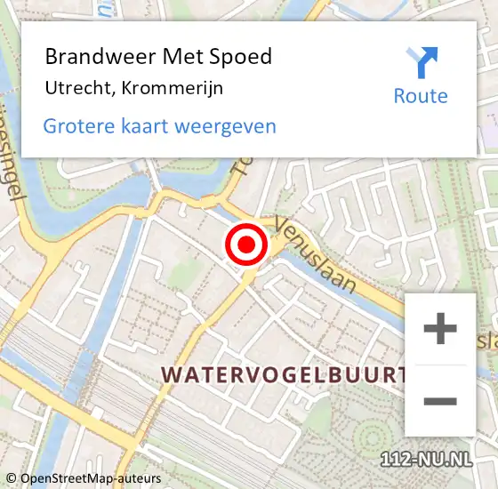 Locatie op kaart van de 112 melding: Brandweer Met Spoed Naar Utrecht, Krommerijn op 19 mei 2024 19:53