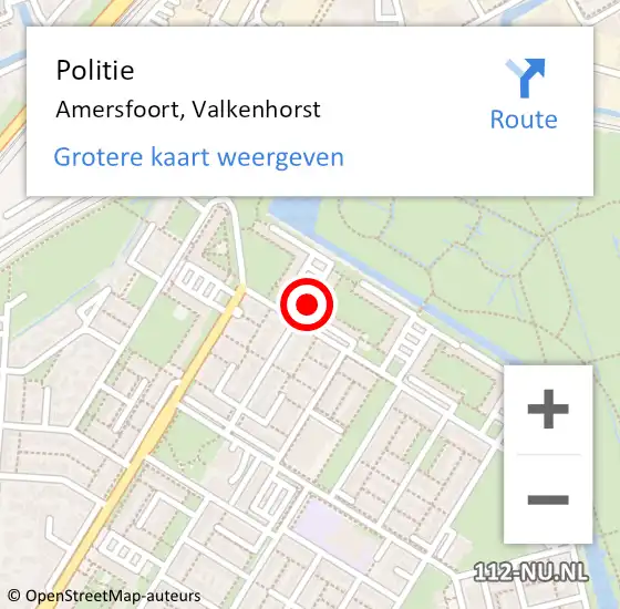 Locatie op kaart van de 112 melding: Politie Amersfoort, Valkenhorst op 19 mei 2024 19:53