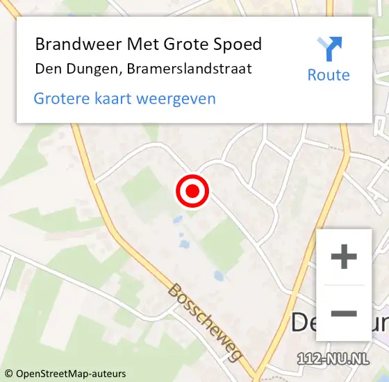 Locatie op kaart van de 112 melding: Brandweer Met Grote Spoed Naar Den Dungen, Bramerslandstraat op 19 mei 2024 19:54