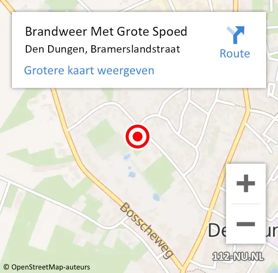 Locatie op kaart van de 112 melding: Brandweer Met Grote Spoed Naar Den Dungen, Bramerslandstraat op 19 mei 2024 19:55