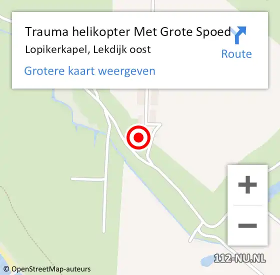 Locatie op kaart van de 112 melding: Trauma helikopter Met Grote Spoed Naar Lopikerkapel, Lekdijk oost op 19 mei 2024 19:57