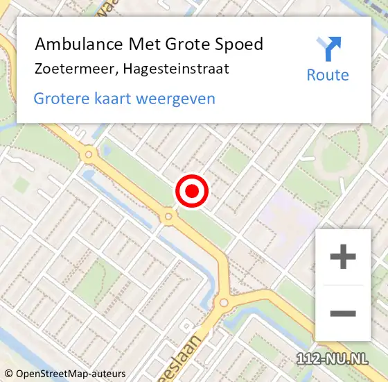 Locatie op kaart van de 112 melding: Ambulance Met Grote Spoed Naar Zoetermeer, Hagesteinstraat op 19 mei 2024 20:10