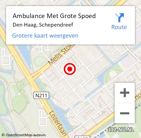 Locatie op kaart van de 112 melding: Ambulance Met Grote Spoed Naar Den Haag, Schependreef op 19 mei 2024 20:13