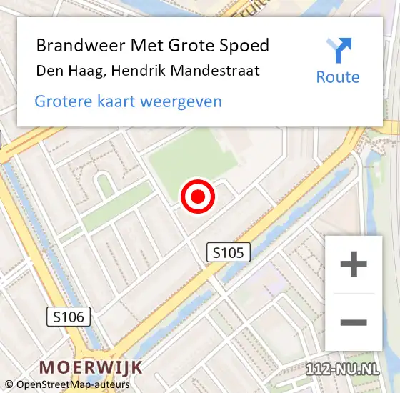 Locatie op kaart van de 112 melding: Brandweer Met Grote Spoed Naar Den Haag, Hendrik Mandestraat op 19 mei 2024 20:17