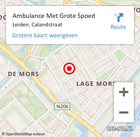 Locatie op kaart van de 112 melding: Ambulance Met Grote Spoed Naar Leiden, Calandstraat op 19 mei 2024 20:21