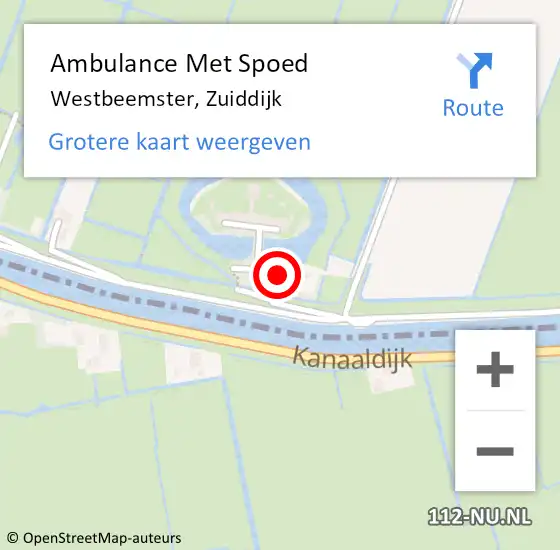 Locatie op kaart van de 112 melding: Ambulance Met Spoed Naar Westbeemster, Zuiddijk op 19 mei 2024 20:38