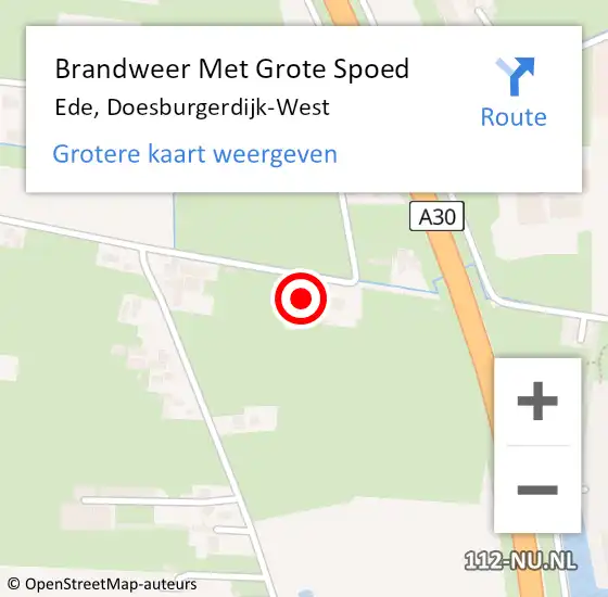Locatie op kaart van de 112 melding: Brandweer Met Grote Spoed Naar Ede, Doesburgerdijk-West op 19 mei 2024 20:39