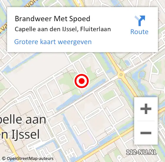 Locatie op kaart van de 112 melding: Brandweer Met Spoed Naar Capelle aan den IJssel, Fluiterlaan op 19 mei 2024 20:42