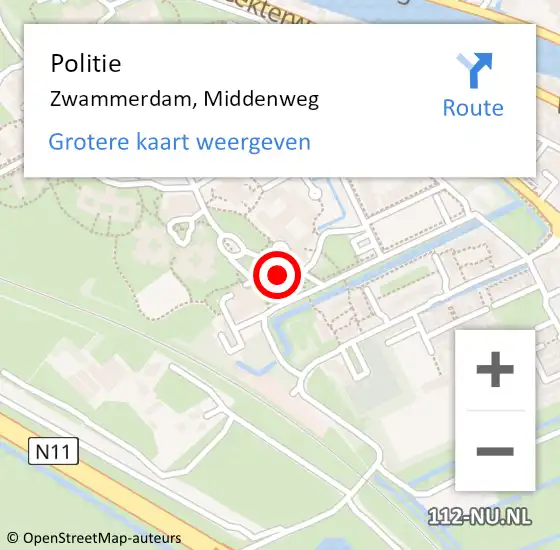 Locatie op kaart van de 112 melding: Politie Zwammerdam, Middenweg op 19 mei 2024 20:50