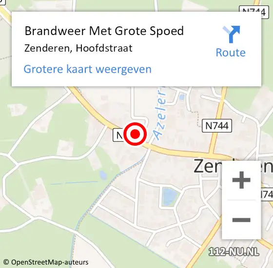 Locatie op kaart van de 112 melding: Brandweer Met Grote Spoed Naar Zenderen, Hoofdstraat op 19 mei 2024 20:52