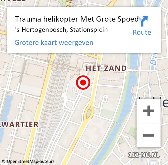 Locatie op kaart van de 112 melding: Trauma helikopter Met Grote Spoed Naar 's-Hertogenbosch, Stationsplein op 19 mei 2024 20:55
