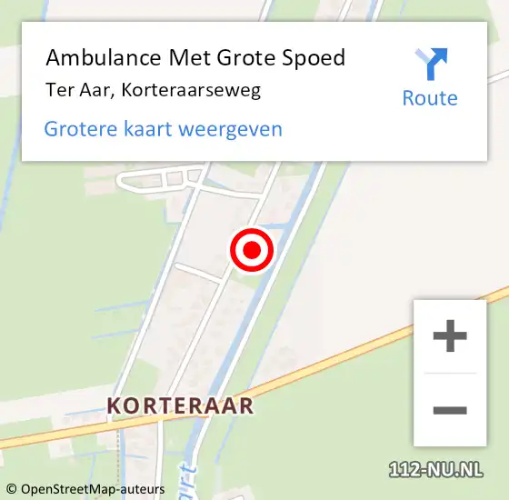 Locatie op kaart van de 112 melding: Ambulance Met Grote Spoed Naar Ter Aar, Korteraarseweg op 19 mei 2024 20:59