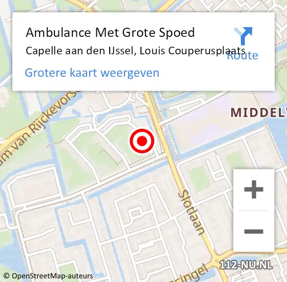 Locatie op kaart van de 112 melding: Ambulance Met Grote Spoed Naar Capelle aan den IJssel, Louis Couperusplaats op 19 mei 2024 21:04