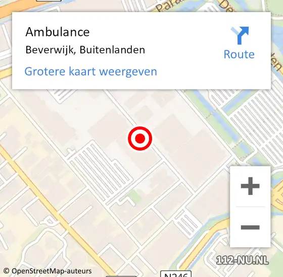 Locatie op kaart van de 112 melding: Ambulance Beverwijk, Buitenlanden op 19 mei 2024 21:04