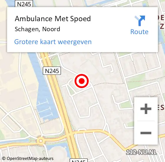 Locatie op kaart van de 112 melding: Ambulance Met Spoed Naar Schagen, Noord op 19 mei 2024 21:07