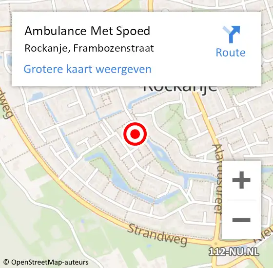 Locatie op kaart van de 112 melding: Ambulance Met Spoed Naar Rockanje, Frambozenstraat op 19 mei 2024 21:17