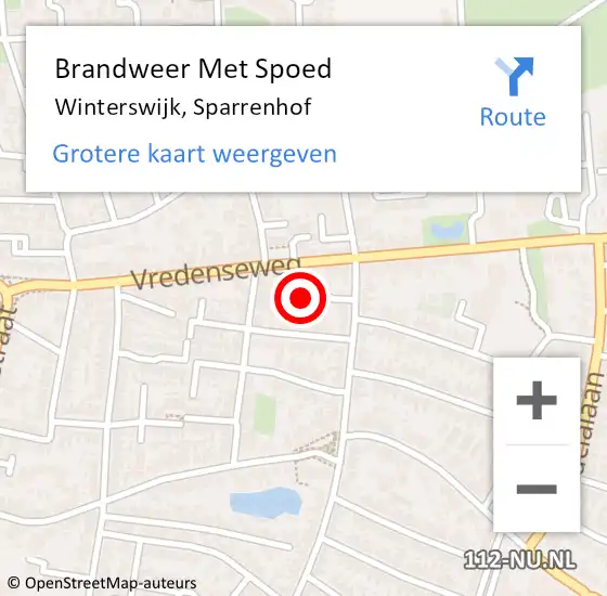 Locatie op kaart van de 112 melding: Brandweer Met Spoed Naar Winterswijk, Sparrenhof op 19 mei 2024 21:22