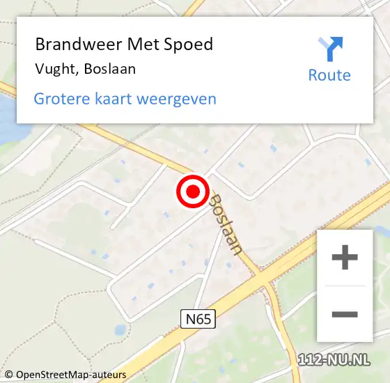 Locatie op kaart van de 112 melding: Brandweer Met Spoed Naar Vught, Boslaan op 19 mei 2024 21:22