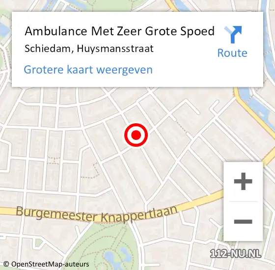Locatie op kaart van de 112 melding: Ambulance Met Zeer Grote Spoed Naar Schiedam, Huysmansstraat op 19 mei 2024 21:28
