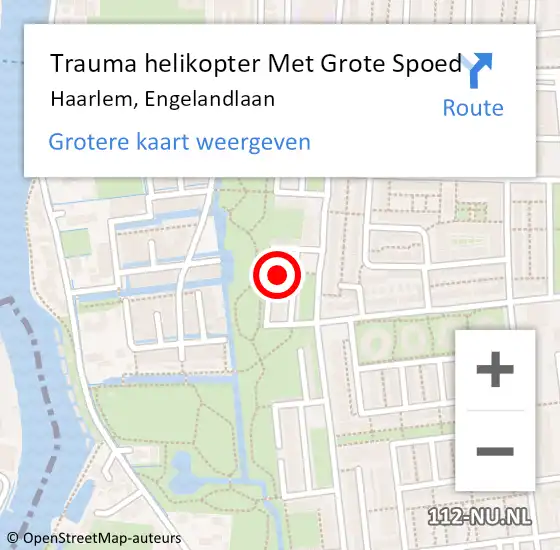 Locatie op kaart van de 112 melding: Trauma helikopter Met Grote Spoed Naar Haarlem, Engelandlaan op 19 mei 2024 21:30