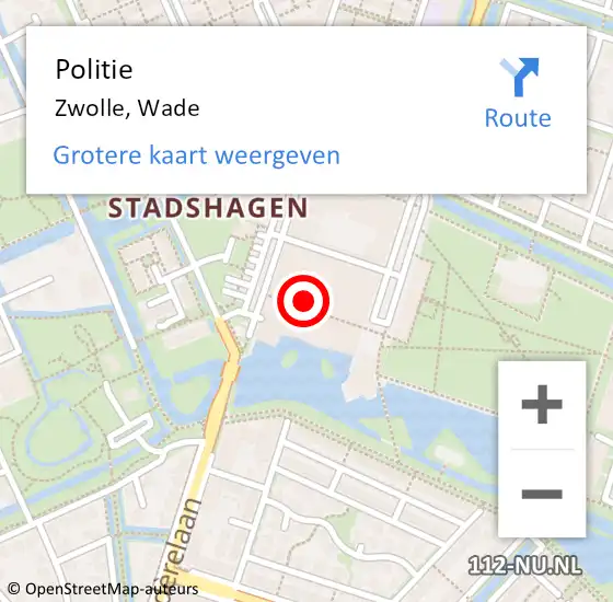 Locatie op kaart van de 112 melding: Politie Zwolle, Wade op 19 mei 2024 21:42