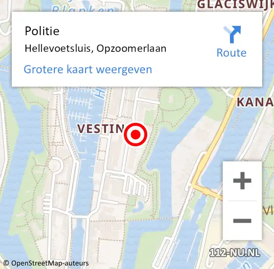 Locatie op kaart van de 112 melding: Politie Hellevoetsluis, Opzoomerlaan op 19 mei 2024 21:47