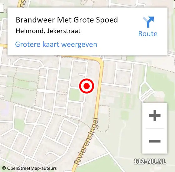 Locatie op kaart van de 112 melding: Brandweer Met Grote Spoed Naar Helmond, Jekerstraat op 19 mei 2024 21:52