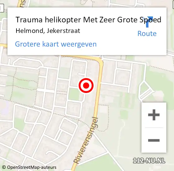 Locatie op kaart van de 112 melding: Trauma helikopter Met Zeer Grote Spoed Naar Helmond, Jekerstraat op 19 mei 2024 21:53