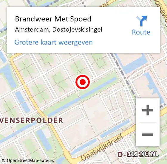 Locatie op kaart van de 112 melding: Brandweer Met Spoed Naar Amsterdam, Dostojevskisingel op 19 mei 2024 21:53