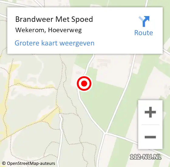Locatie op kaart van de 112 melding: Brandweer Met Spoed Naar Wekerom, Hoeverweg op 19 mei 2024 21:59