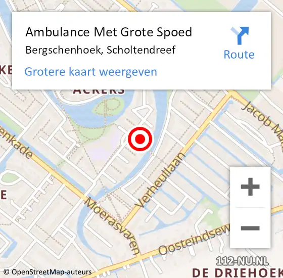Locatie op kaart van de 112 melding: Ambulance Met Grote Spoed Naar Bergschenhoek, Scholtendreef op 19 mei 2024 22:00