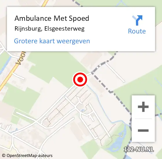 Locatie op kaart van de 112 melding: Ambulance Met Spoed Naar Rijnsburg, Elsgeesterweg op 19 mei 2024 22:08