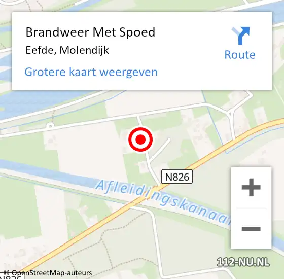 Locatie op kaart van de 112 melding: Brandweer Met Spoed Naar Eefde, Molendijk op 19 mei 2024 22:15