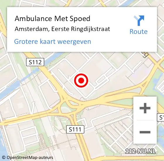 Locatie op kaart van de 112 melding: Ambulance Met Spoed Naar Amsterdam, Eerste Ringdijkstraat op 19 mei 2024 22:21