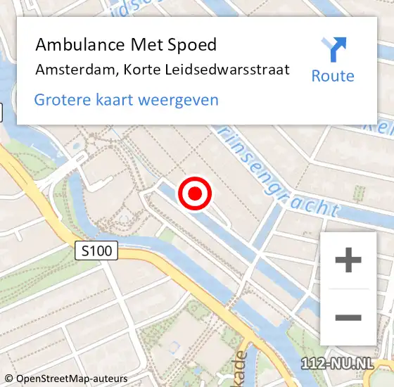 Locatie op kaart van de 112 melding: Ambulance Met Spoed Naar Amsterdam, Korte Leidsedwarsstraat op 19 mei 2024 22:23