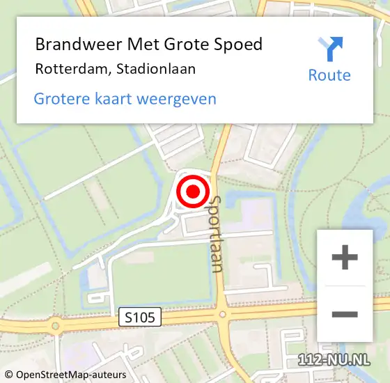 Locatie op kaart van de 112 melding: Brandweer Met Grote Spoed Naar Rotterdam, Stadionlaan op 19 mei 2024 22:29