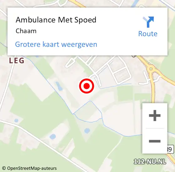 Locatie op kaart van de 112 melding: Ambulance Met Spoed Naar Chaam op 19 mei 2024 22:33