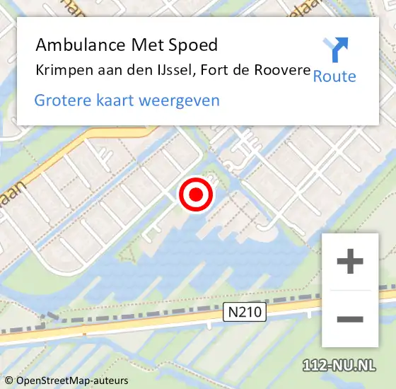 Locatie op kaart van de 112 melding: Ambulance Met Spoed Naar Krimpen aan den IJssel, Fort de Roovere op 19 mei 2024 22:33