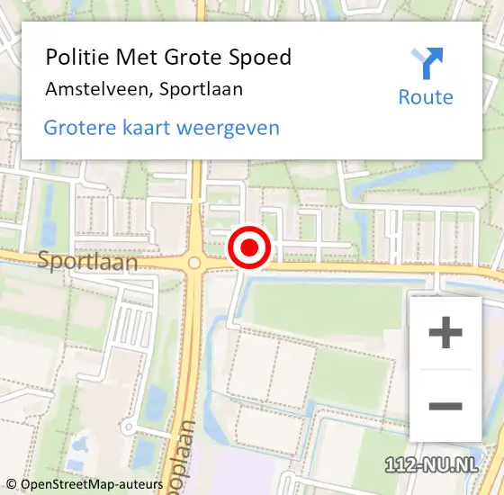 Locatie op kaart van de 112 melding: Politie Met Grote Spoed Naar Amstelveen, Sportlaan op 19 mei 2024 22:38