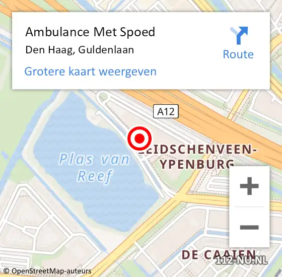 Locatie op kaart van de 112 melding: Ambulance Met Spoed Naar Den Haag, Guldenlaan op 19 mei 2024 22:39