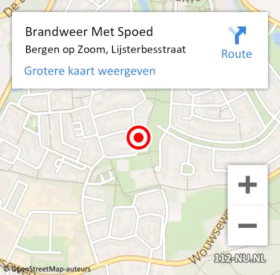 Locatie op kaart van de 112 melding: Brandweer Met Spoed Naar Bergen op Zoom, Lijsterbesstraat op 19 mei 2024 22:41